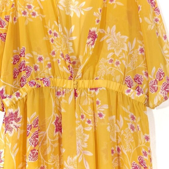 NEW Vince Camuto Floral Getaway Chiffon Duster Kimono Boho Yellow Plus Size 1X - Picture 6 of 14